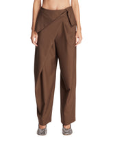 Brown Draped Wool Trousers | PDP | Antonia