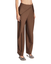 Brown Draped Wool Trousers | PDP | Antonia