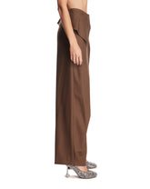 Brown Draped Wool Trousers | PDP | Antonia