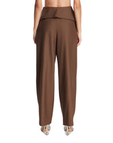 Brown Draped Wool Trousers | PDP | Antonia