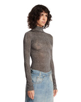 Gray Chevron Sheer Bodysuit | PDP | Antonia