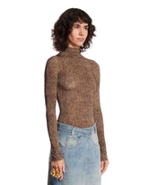 Brown Chevron Sheer Bodysuit | PDP | Antonia