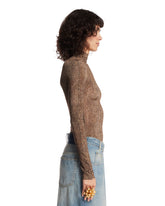 Brown Chevron Sheer Bodysuit | PDP | Antonia