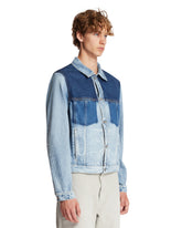 Blue Patchwork Effect Denim Jacket | PDP | Antonia