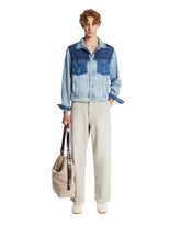 Blue Patchwork Effect Denim Jacket | PDP | Antonia