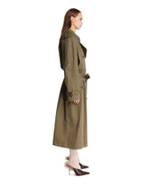 Green Cotton Trench Coat with Folded Collar | PDP | Antonia