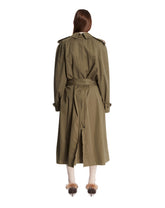 Green Cotton Trench Coat with Folded Collar | PDP | Antonia
