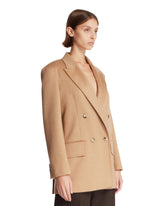 Beige Camel Hair Double-Breasted Blazer | PDP | Antonia