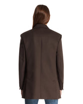 Brown Double-Breasted Wool Blazer | PDP | Antonia