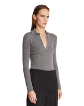 Gray Cashmere Polo Sweater | PDP | Antonia