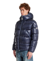 Blue Anapo Hooded Midi Down Jacket | PDP | Antonia