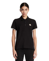 Black Cotton Polo Shirt With Patch | PDP | Antonia