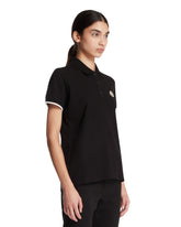 Black Cotton Polo Shirt With Patch | PDP | Antonia
