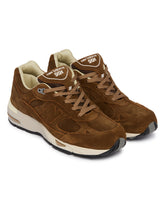 Brown Made in UK 991V1 Luxe Suede Sneakers | PDP | Antonia