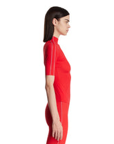 Red NikeSKIMS Studio Stretch Mock Neck Top | PDP | Antonia