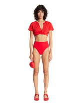 Red NikeSKIMS Short-Sleeve V-Neck Crop Top | PDP | Antonia