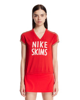Red NikeSKIMS V-Neck T-Shirt | PDP | Antonia