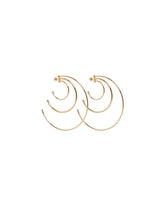 Gold Pierced Solar Hoops Earrings | PDP | Antonia