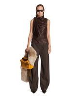 Brown Leather Side Formation Top | PDP | Antonia