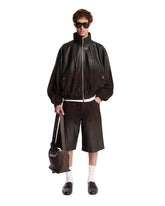 Brown Leather Track Jacket | PDP | Antonia