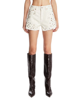 White Studded Denim Shorts | PDP | Antonia