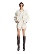 White Studded Denim Shorts | PDP | Antonia