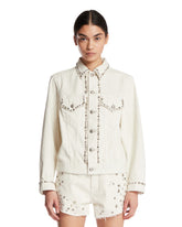 White Studded Denim Jacket | PDP | Antonia