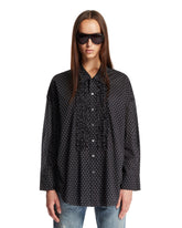 Blue Polka Dot Ruffle Shirt | PDP | Antonia