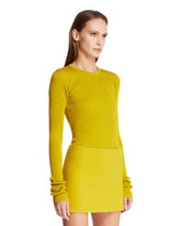 Ochre Yellow Ribbed Silk Top | PDP | Antonia