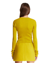 Ochre Yellow Ribbed Silk Top | PDP | Antonia