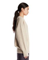 Beige Wool V-Neck Sweater | PDP | Antonia
