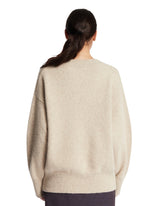 Beige Wool V-Neck Sweater | PDP | Antonia