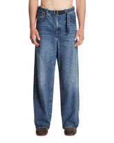 Levi's x Sacai Dark Blue Wide Belted Jeans | PDP | Antonia