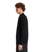 Black Long-Sleeve Wool Polo Shirt | PDP | Antonia