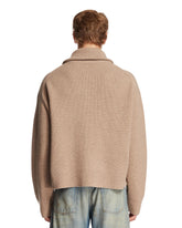 Cardigan In Lana Con Zip Beige | PDP | Antonia