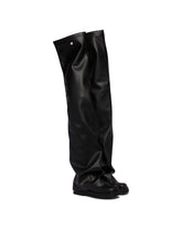 Black Robin OTK Flat Thigh-High Boots | PDP | Antonia