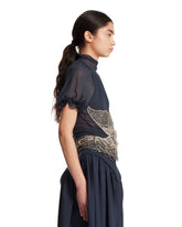 Black Silk Top with Embroidery | PDP | Antonia