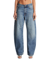 Blue Cotton Barrel Jeans | PDP | Antonia
