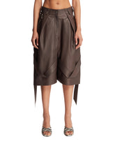 Brown Leather Bermuda Shorts | PDP | Antonia