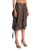 Brown Leather Bermuda Shorts | PDP | Antonia