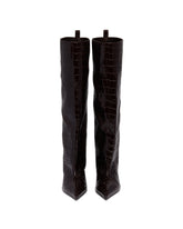 Brown Lea Python-Print Leather Boots | PDP | Antonia