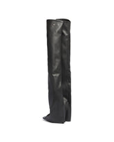 Gray Leather Thigh-High Boots | PDP | Antonia