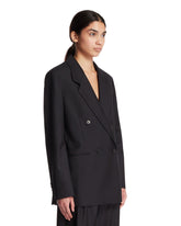 Dark Blue Double-Breasted Wool Jacket | PDP | Antonia