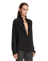 Black Silk Ruffled Shirt | PDP | Antonia
