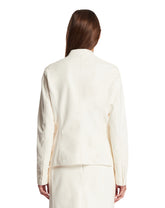 White Short Leather Jacket with Patch Pockets | PDP | Antonia