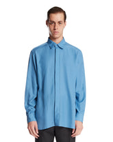 Camicia In Cotone E Seta Blu | PDP | Antonia