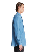 Camicia In Cotone E Seta Blu | PDP | Antonia