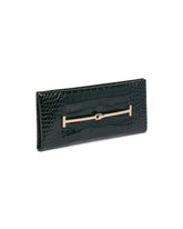 Clutch T-Strap In Pelle Stampa Cocco Verde | PDP | Antonia