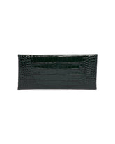 Clutch T-Strap In Pelle Stampa Cocco Verde | PDP | Antonia
