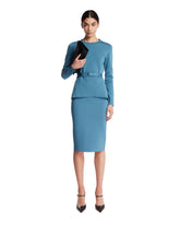 Light Blue Crew Neck Top with Belt | PDP | Antonia